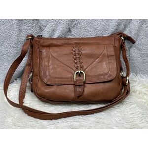 Great American Leather Works Brown Leather Shoulder Crossbody Handbag 10x7"‎